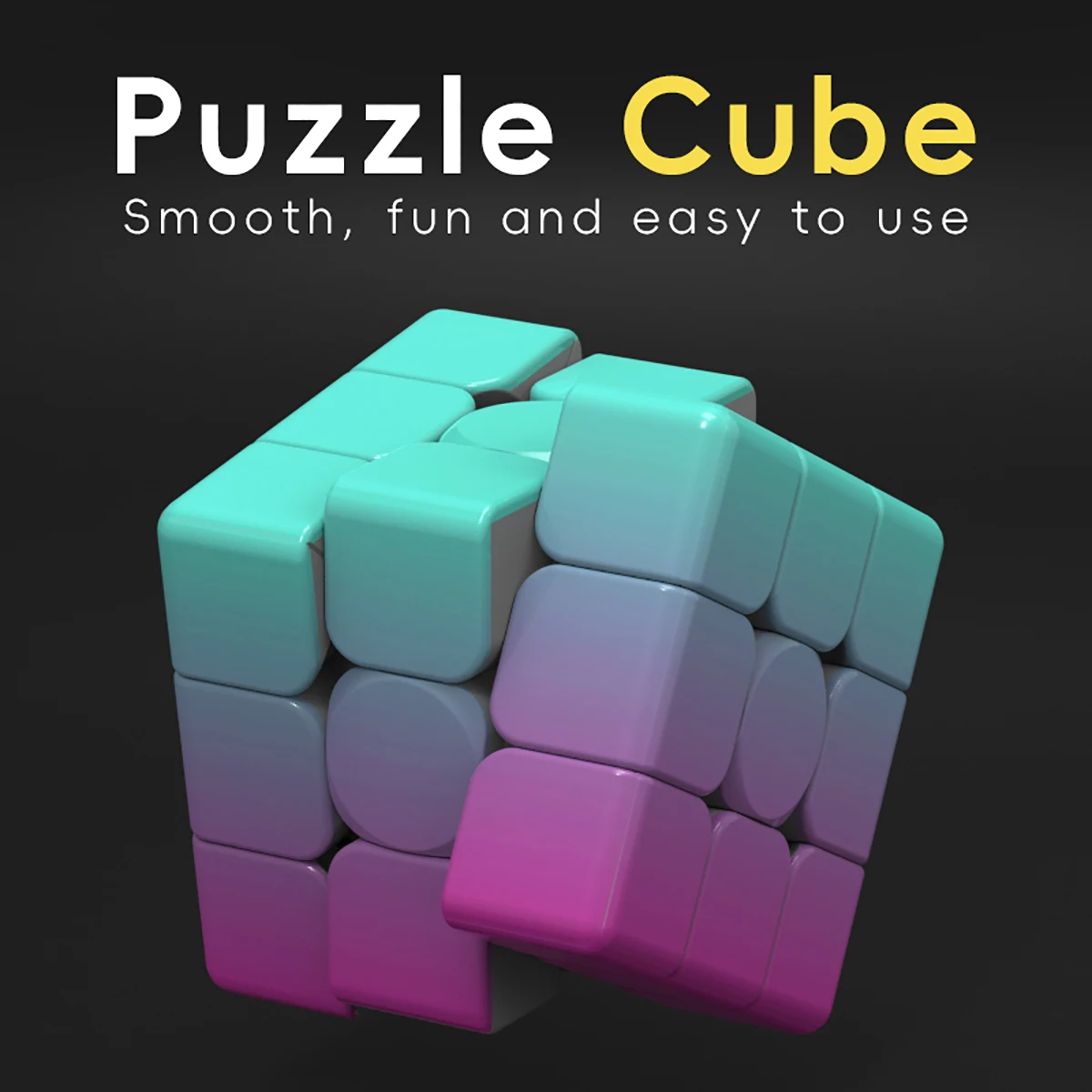 Rompecabezas de cubo mágico 3x3x3, estampado UV, gradiente verde púrpura, alivio del estrés, juego profesional de velocidad suave, juguete para regalo para niños