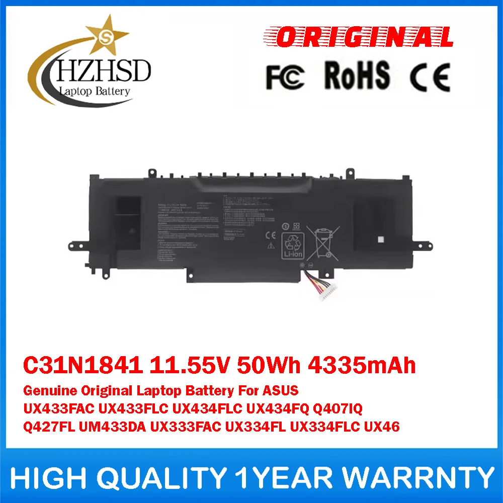 C31N1841 11.55V 50Wh 4335mAh Genuine Original Laptop Battery For ASUS UX433FAC UX433FLC UX434FLC UX434FQ Q407IQ Q427FL UM433DA