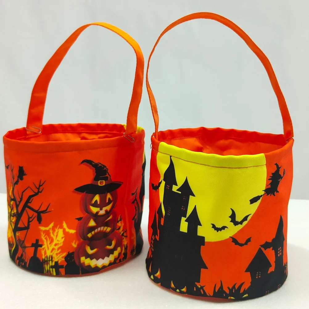 

Halloween Pumpkin Candy Storage Bucket Lighted Portable Candy Treat Container Tote Bag for Kids Holiday Decoration