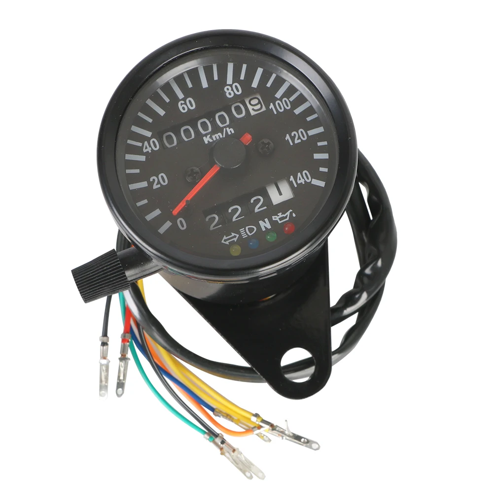 ไฟแสดงสถานะแบ็คไลท์พร้อมไฟสัญญาณ LED เครื่องวัดระยะทางสําหรับ Cafe RACER รถจักรยานยนต์ Universal 12V รถจักรยานยนต์ Speedometer