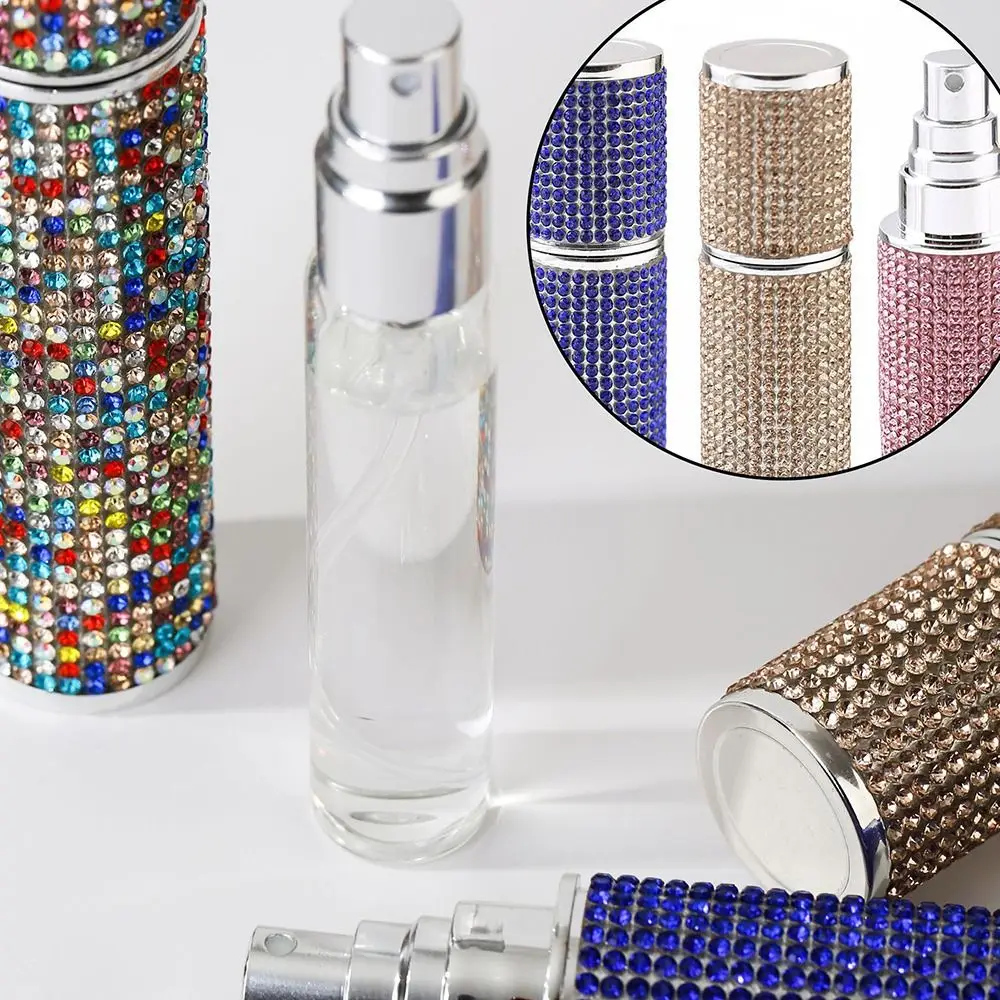Bouteille de parfum anti-fuite de 10ml, récipient cosmétique en strass complet, rechargeable, récipient de parfum à brume Ultra-fine pour femme