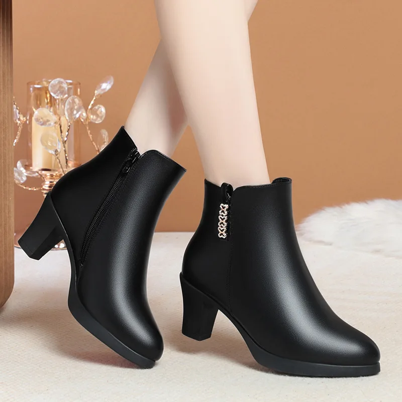 

CICIYANG Ankle Boots Women's Autumn Winter Fashion Boots 2024 New FemaleHigh Heels Cotton Shoes Mom Shoes Black 41 Handmade