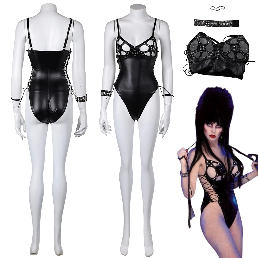 

Movie Mistress of the Dark Cosplay Elvirra Cosplay Costume Disguise For Women Adult Halloween Sexy Jumpsuit Carnival Party Suit