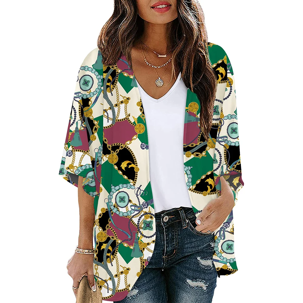 Swimsuit Woman 2024 Kimono Cardigan Sheer Floral Printed Loose Long Kimono Ladies Beach Cover Up Tops Boho Sexy Summer Blouses