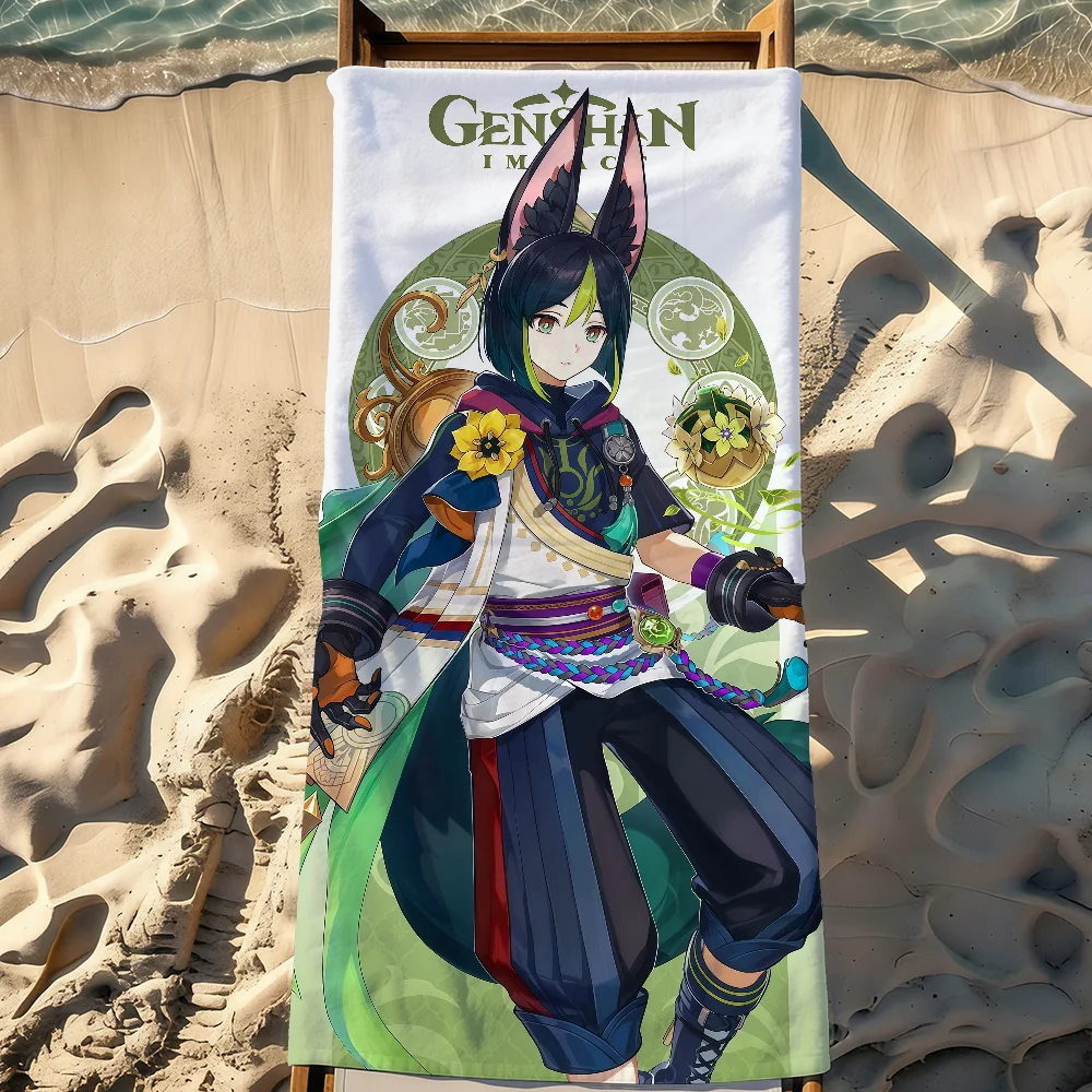 Tighnari Genshin Impact Game Towel Sports Quick Dry Travel Camping Gear Sandproof Soft Light Large Beach Towel
