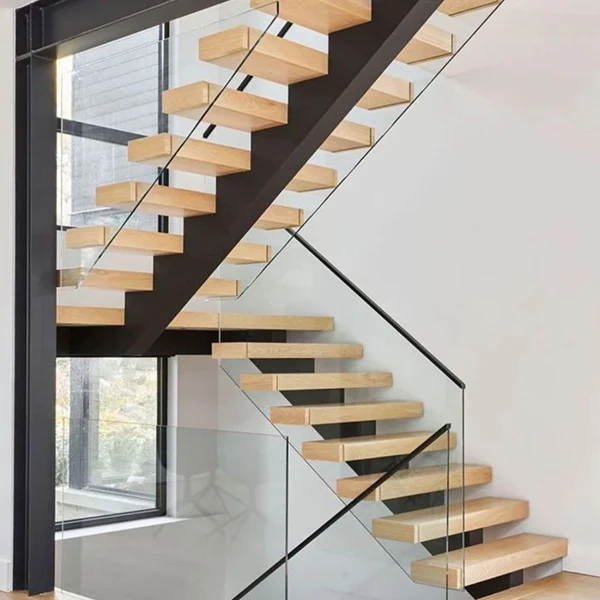 سلالم من الخشب الصلب المستقيم على الطراز الحديث، أرضيات داخلية فاخرة للفنادق في الأماكن المغلقة #4