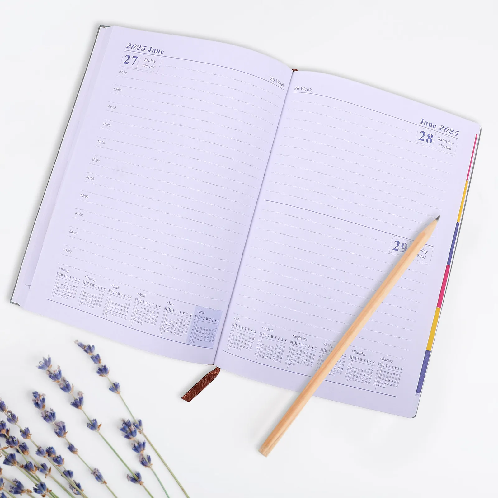 2025 Daily Planner Journal Notebook PU Cover Multifunction Calendar Organizer Portable Schedule Book to Do List Diary