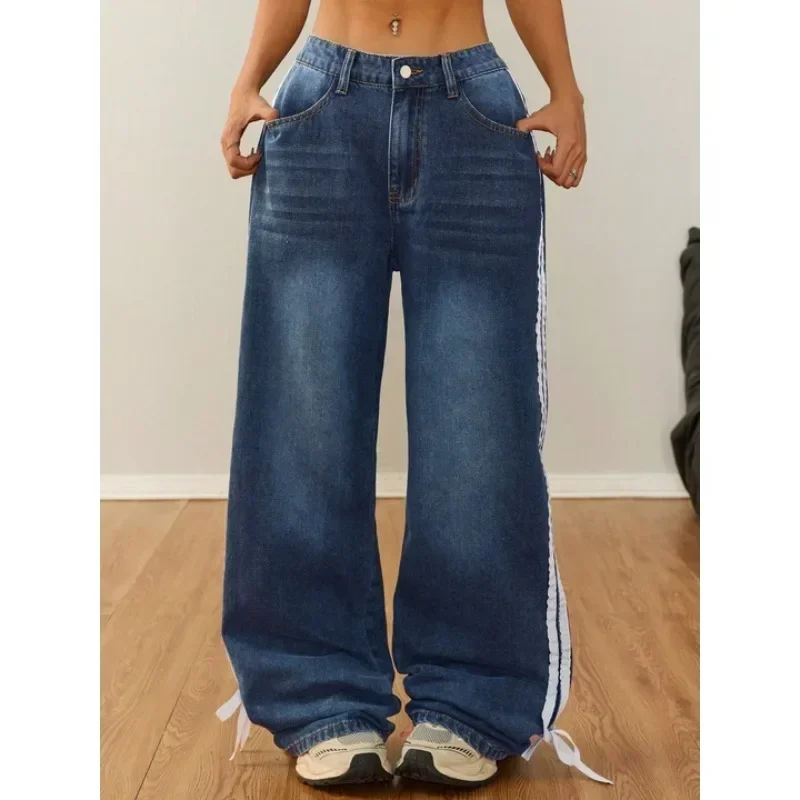 

‌2025 SS Adjustable Wide-Leg Jeans - Utility Side Tabs & Relaxed Straight Cut‌