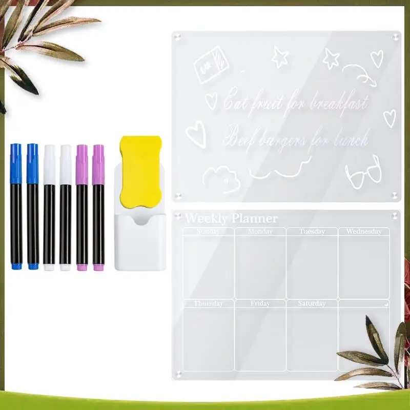 ABDW-2 шт. прозрачный акриловый магнитный 16X12 дюймов для холодильника, прозрачная доска, холодильник для сухого стирания для многоразового планировщика с маркерами для сухого стирания