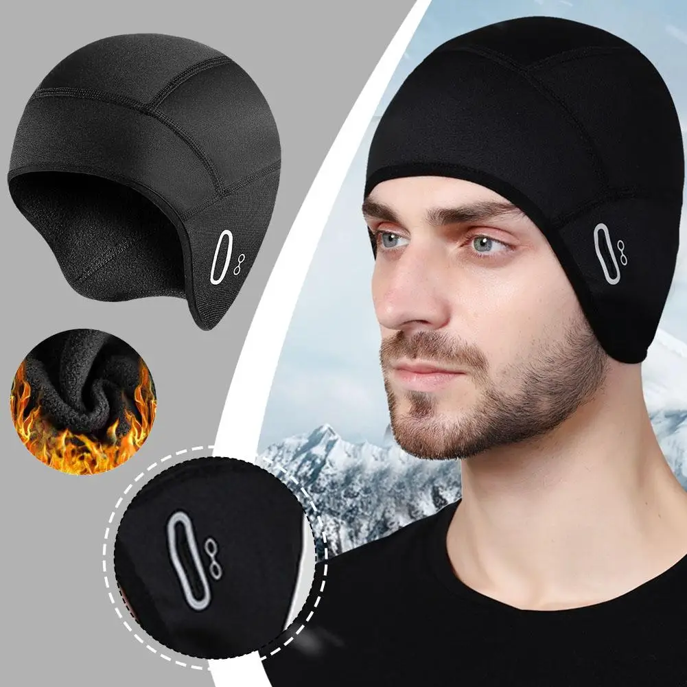 Winter Warm Fleece Skull Cap Helmet Liner Ski Cycling Bike Hat Men Motocycle Riding Hat Windproof Glasses Hole With MTB I9Q5