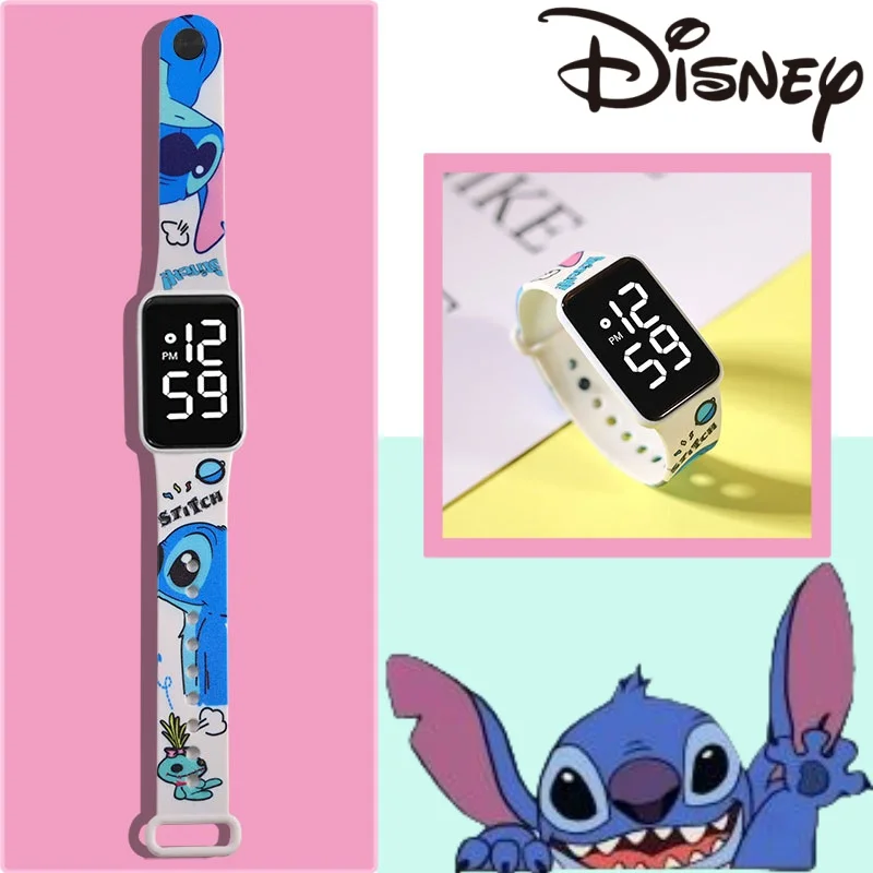 

Anime Figures Disney Stitch Watches Children Wrist Strap Sports Intelligent Wristwatch Waterproof Kids Toys Electronic Bracelet