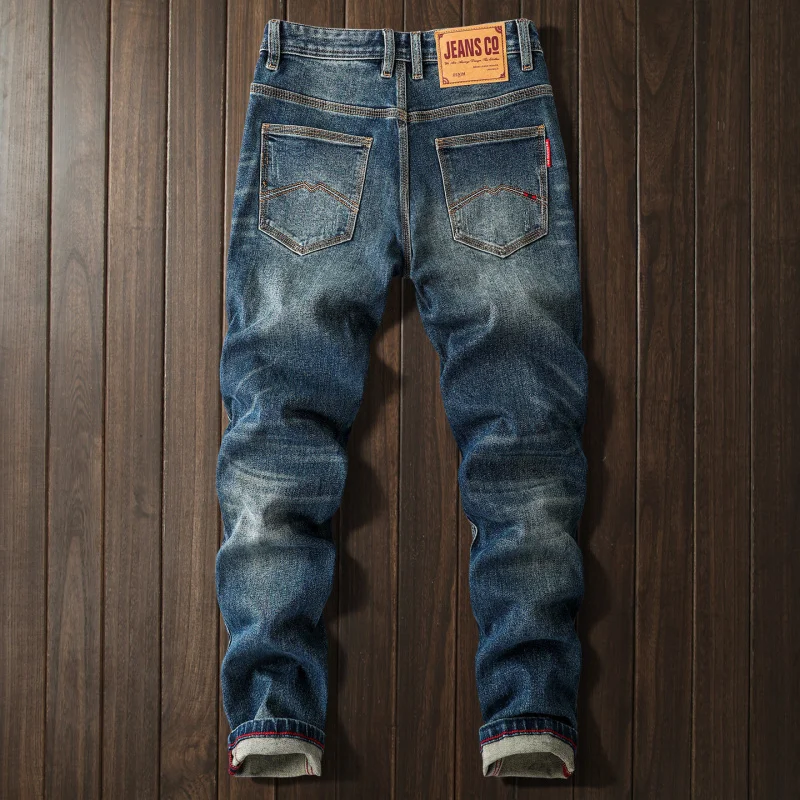 2026 New Autumn Men's High-End Stretch Slim Straight Jeans Fashion Simple All-match Casual Denim Pants