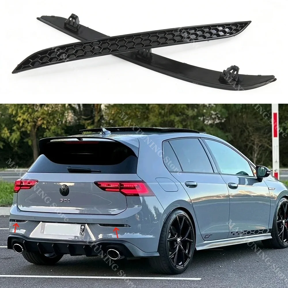 

For Volkswagen Golf MK8 TSI TDI GTI GTD GTE R R-Line 2020-2023 Gloss Black Replacement Rear Bumper Reflector Honeycomb Cover