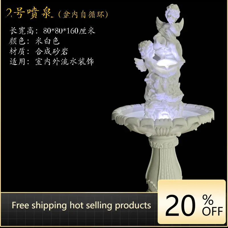 European-style courtyard decoration, flowing water fountain, villa garden terrace, outdoor garden ornament