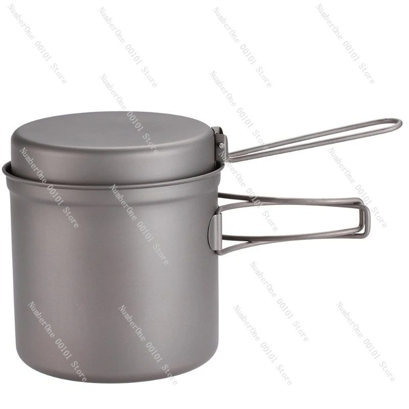 Outdoor Single Titanium Pot | Portable Folding Titanium Set Pot, Camping Cookware Frying Pan