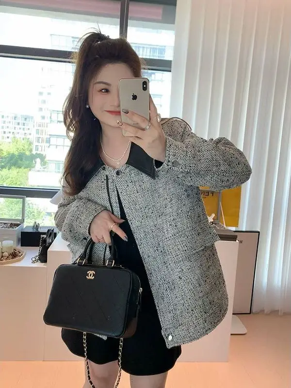 

plus Size 300 Pou Women's Ele Woolen Coat Loose Fit Autumn Winter Outerwear Korean Sle Commute Casual Long Sve