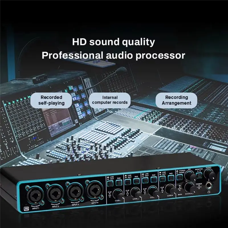 B-Best-Selling-Audio Interface Sound Card Professional Usb Interface Studio Recording 4X4 With Mic Preamplifier For Musical Inst