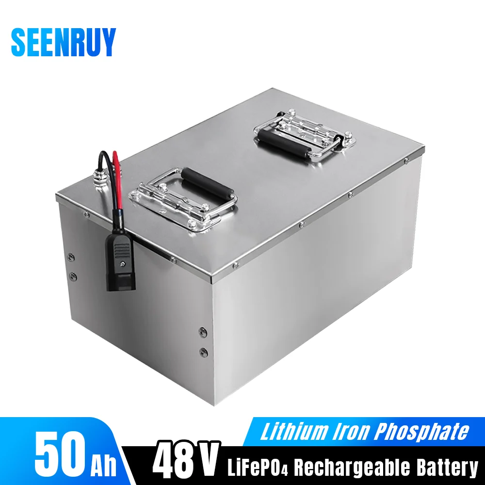 48V 50AH LiFePO4 Battery Pack Lithium Iron Phosphate Bulit-in BMS Rechargeable Battery For Boat Motor Solar Electric motorcycle