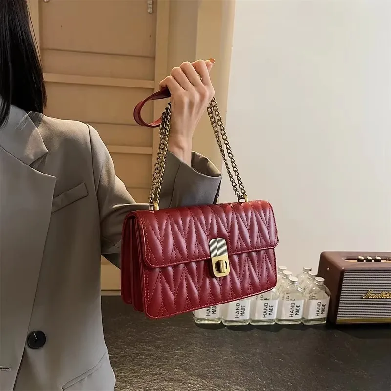 

Vintage Crossbody Bag - Designer Textured Leather Tote Square Satchel Solid Color Commuter Shopping Party Casual Shoulder Purse