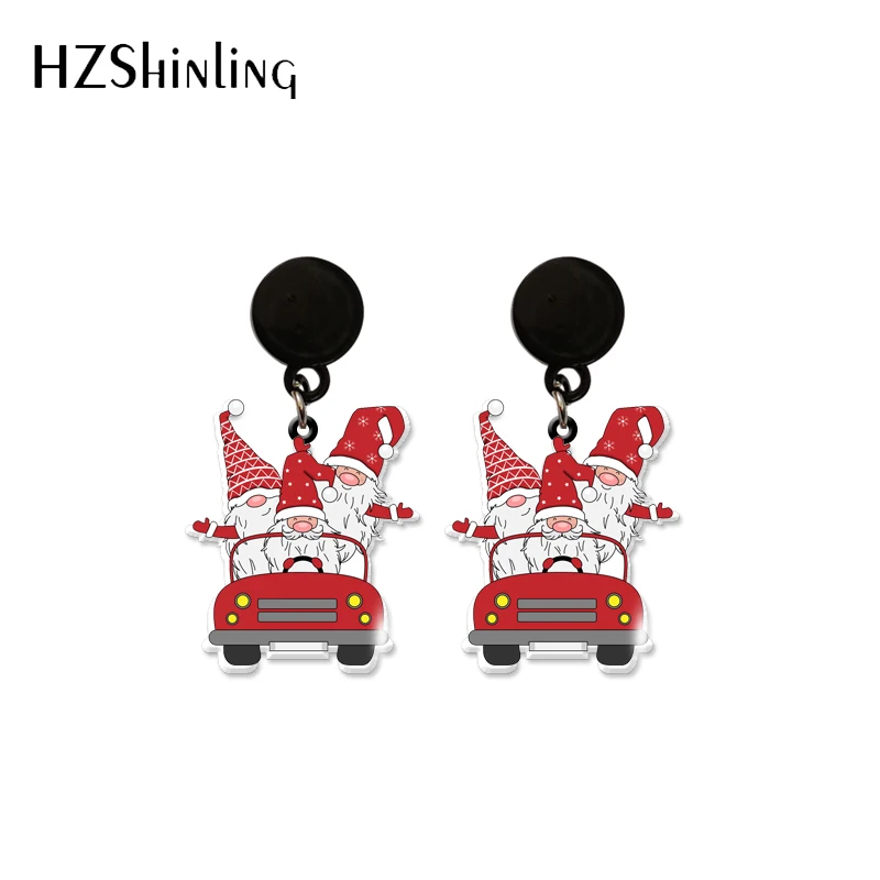 2024 New Arrival Fashion Cute Merry Christmas Gnome Epoxy Handmade Acrylic Drop Dangle Earrings