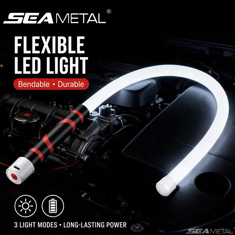SEAMETAL Flexible LED Work Light USB Rechargeable Bendable Inspection Lamp Portable Car Repair Flashlight for Engine Bay Repair