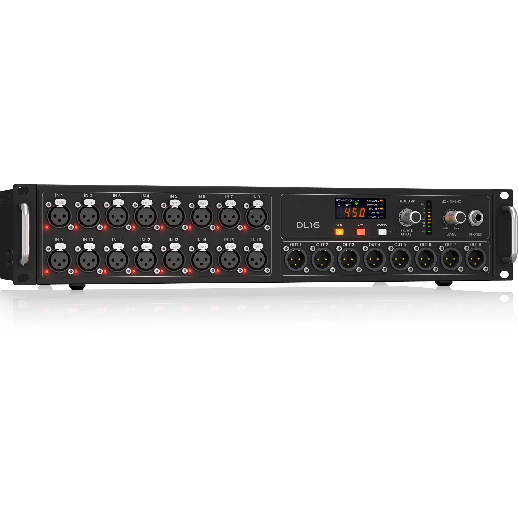 DL16 16 Input 8 Output Stage Box with 16 Microphone Preamplifiers ULTRANET and ADAT Interfaces