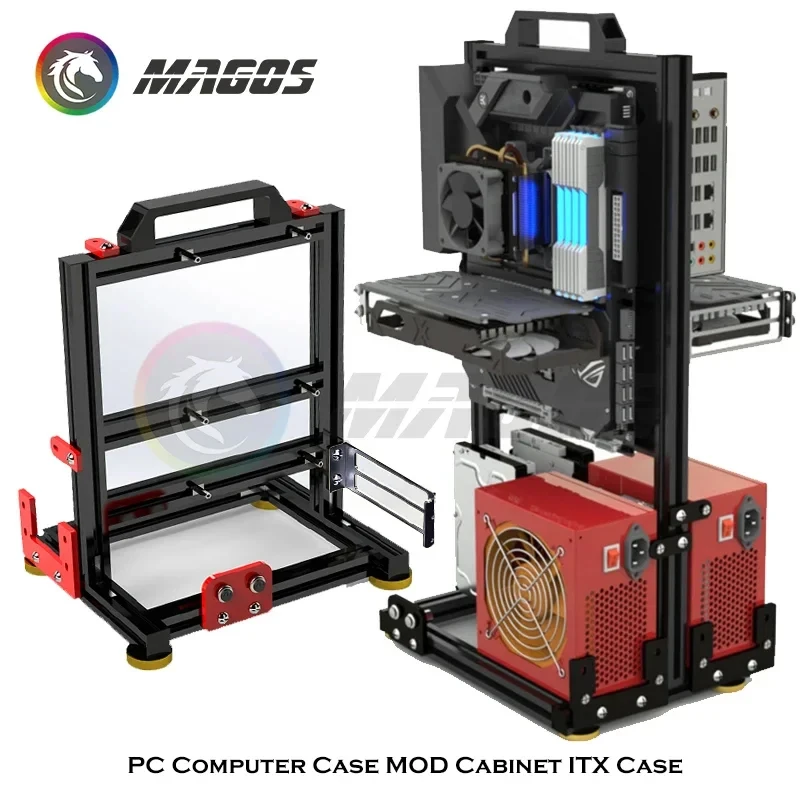Open Type PC Gamer Cabinet Rack Personalized ITX Desktop Water Cooling MATX Aluminum Alloy Creative Support Vertical Video Card