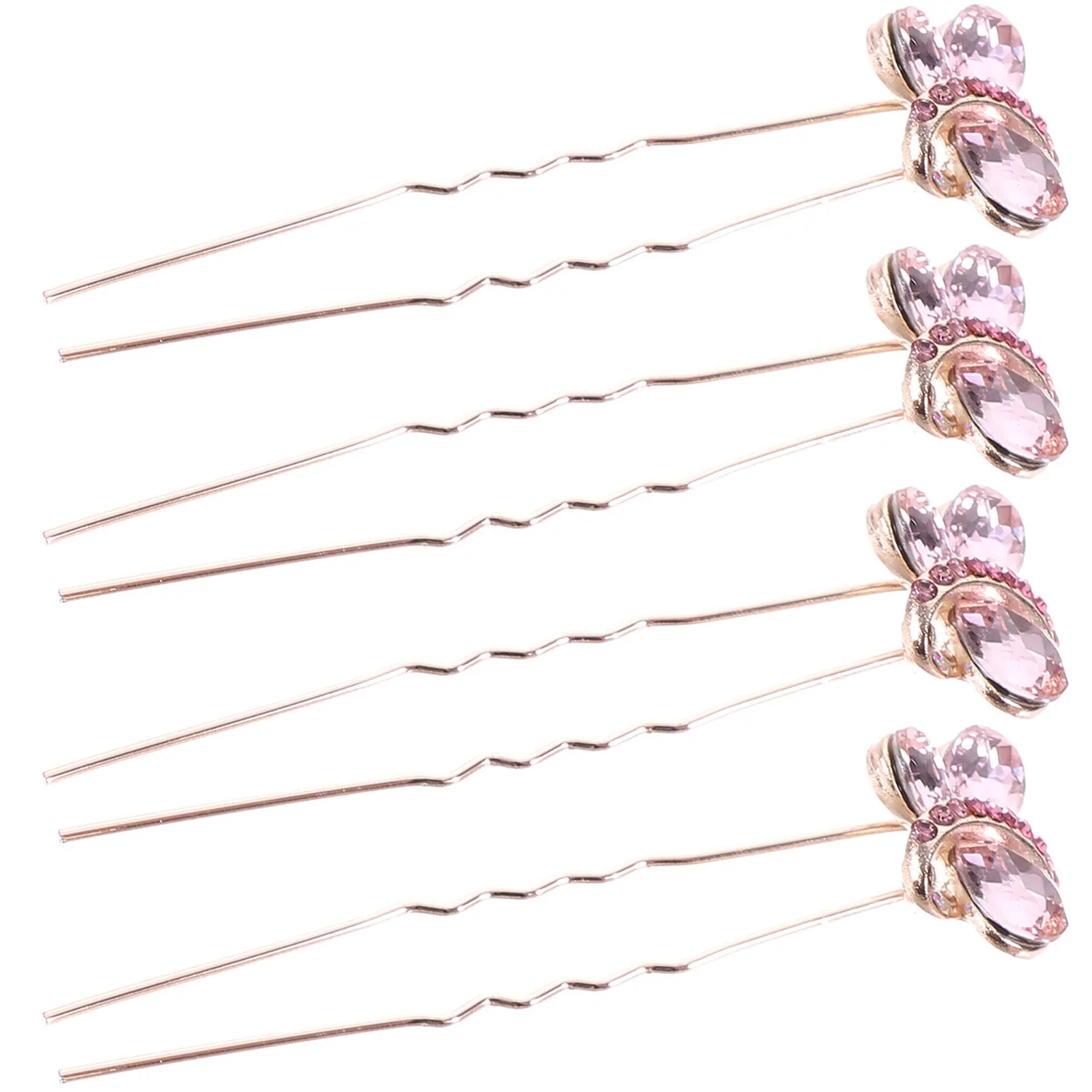 4Pcs U Shaped Rhinestone Hairpins Crystal Hairpins for Bridal Wedding Hair Decor Elegant Hair Fork Comfortable Lightweight