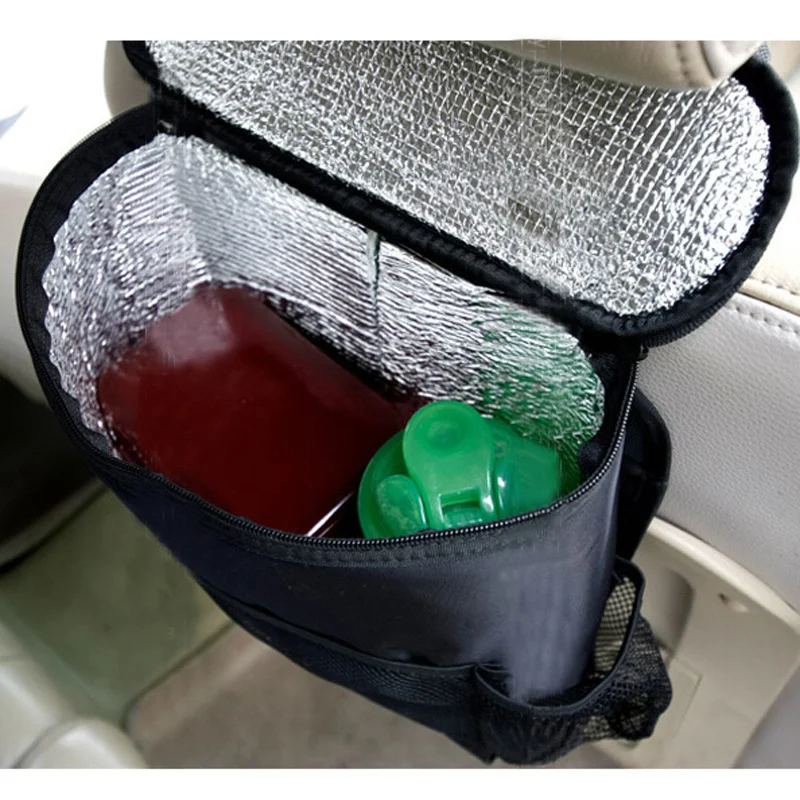 

Car Seat Back Organizer Black Oxford Cloth Heat Preservation Multi-Pocket Storage Organizer Backrest Storage Holder