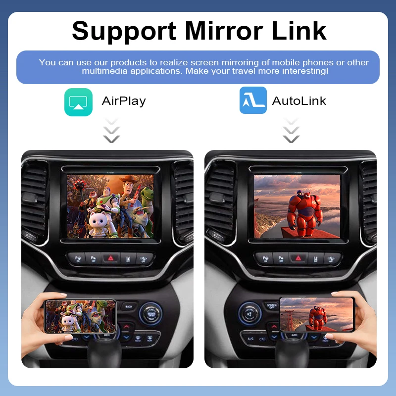 Wireless CarPlay Android Auto For Jeep Cherokee/Compass/Grand-Cherokee Support Mirror Multimedia