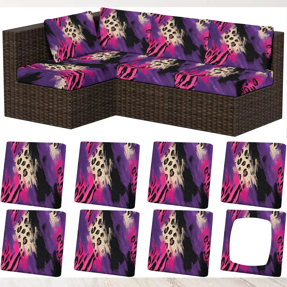 Summer Outdoor Sofa Cover with Leopard & Zebra Print,Stretchy Milk Silk Cushion Cover,Pet - Friendly,Washable
