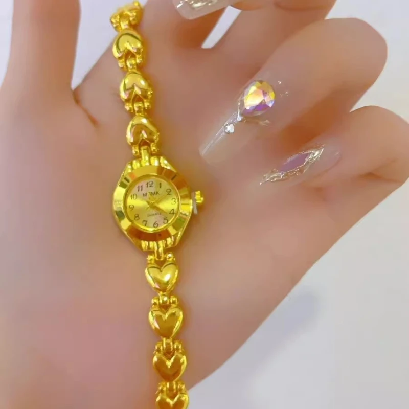 

A fashionable gold copper alloy mechanical women's watch that maintains its color without fading