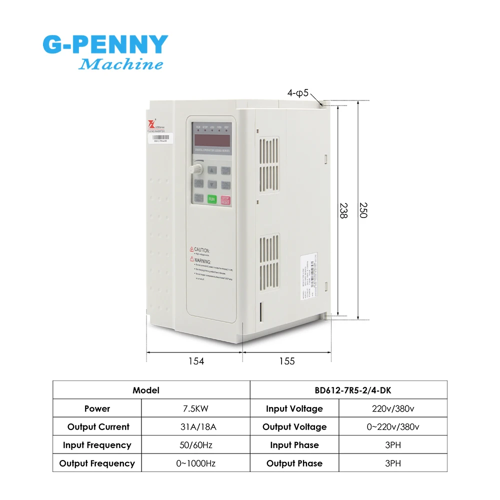 6.0kw ATC spindle Automatic Tool Change Spindle 220v / 380v air cooled spindle motor with 7.5KW FuLing Inverter VFD