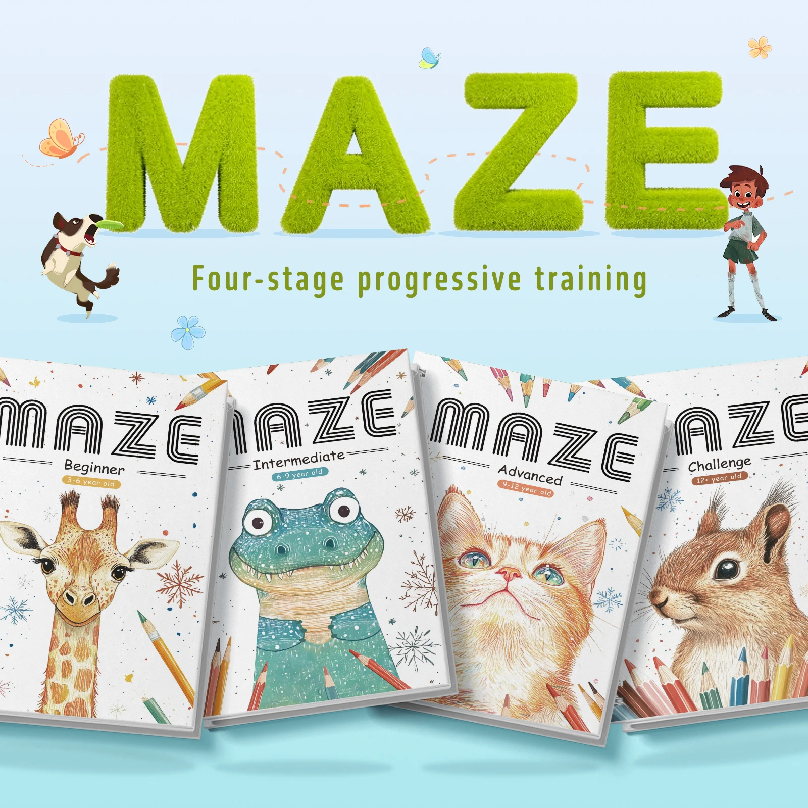 Kids Maze Game Book, Fun Puzzle Activity Workbook, Brain Training for Children, Improve Concentration & Logical Thinking