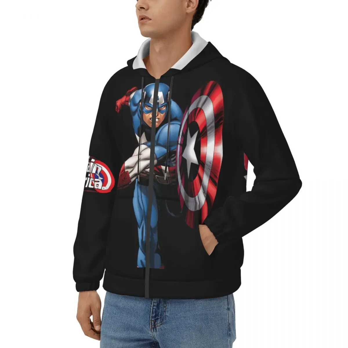 Fly Men Hoodie Disney Captain America Film  Vintage Hoodies Printed Tops