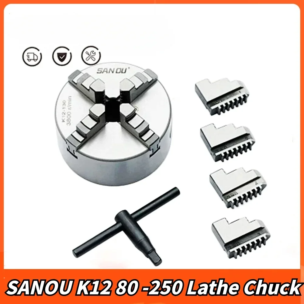 

K12 80 100 125 160 200 250 130 Lathe Chuck 100mm Sanou Four Jaw Self-centering Chuck 4'' Scroll Chuck For Small L