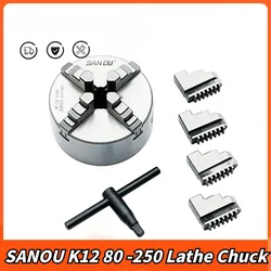 K12 80 100 125 160 200 250 130 uchwyt tokarski 100mm Sanou cztery samoczynnie uchwyt centrujący 4 ''uchwyt zwojowy dla małych L