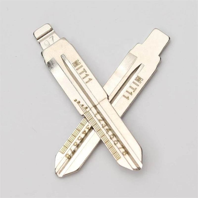 OEM 30Pcs NO.7 MIT11 Engraved Line Key Blade Scale Shearing Teeth Uncut Key Blade For Mitsubishi