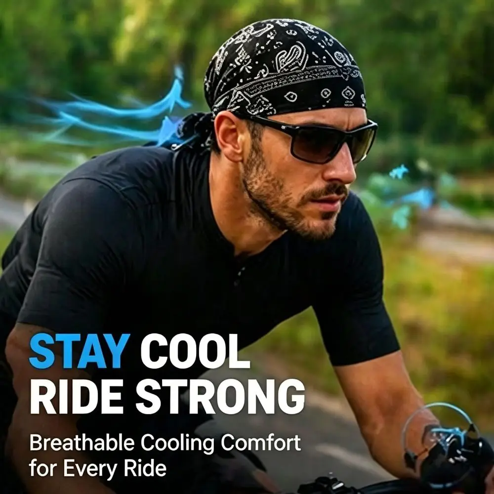 Paisley Print Hijab Caps Breathable Quick Dry Pirate Hat Elastic Comfortable Cycling Head Wrap Outdoor Activities