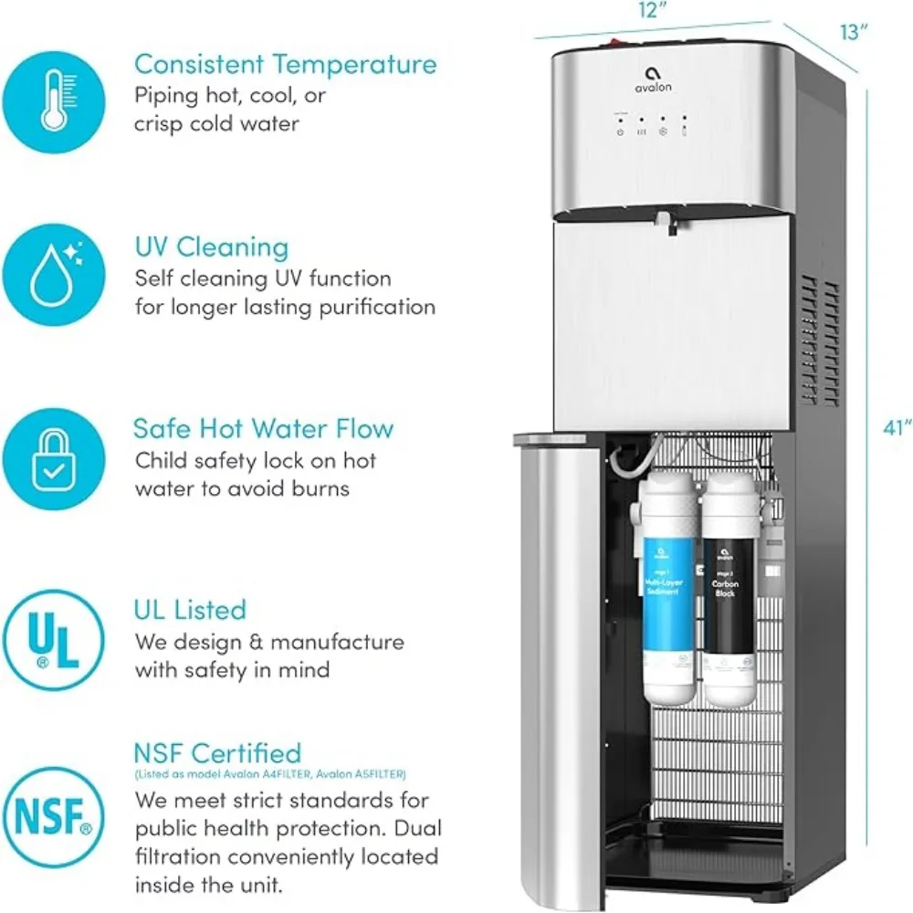 Distributeur d'eau à chargement astronomique, refroidisseur d'eau, 3 réglages de température, verrouillage de sécurité enfant et anti-brûlure, distributeur d'eau