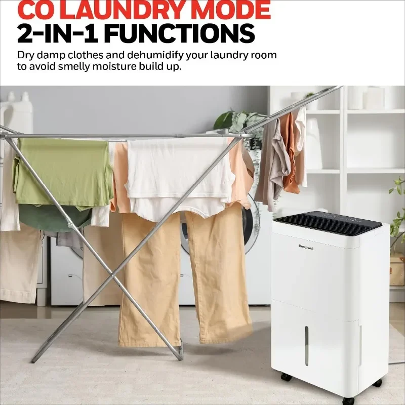 Honeywell 50-Pint ENERGY STAR Dehumidifier with PUMP for 4,000 Sq Ft – Laundry Mode, Auto-Comfort Mode & Thermal Overload