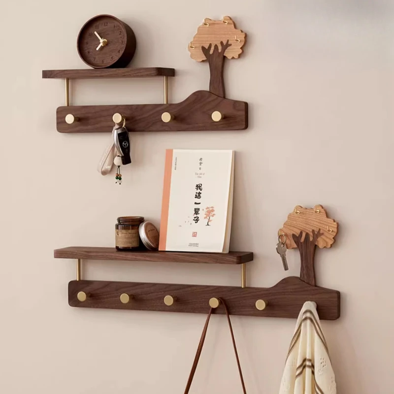 

Solid Wood Wall Mounted Coat Hooks No Drill Entryway Organizer Hold Rack for Jackets & Hats Premium Wooden Hanger for Home Decor