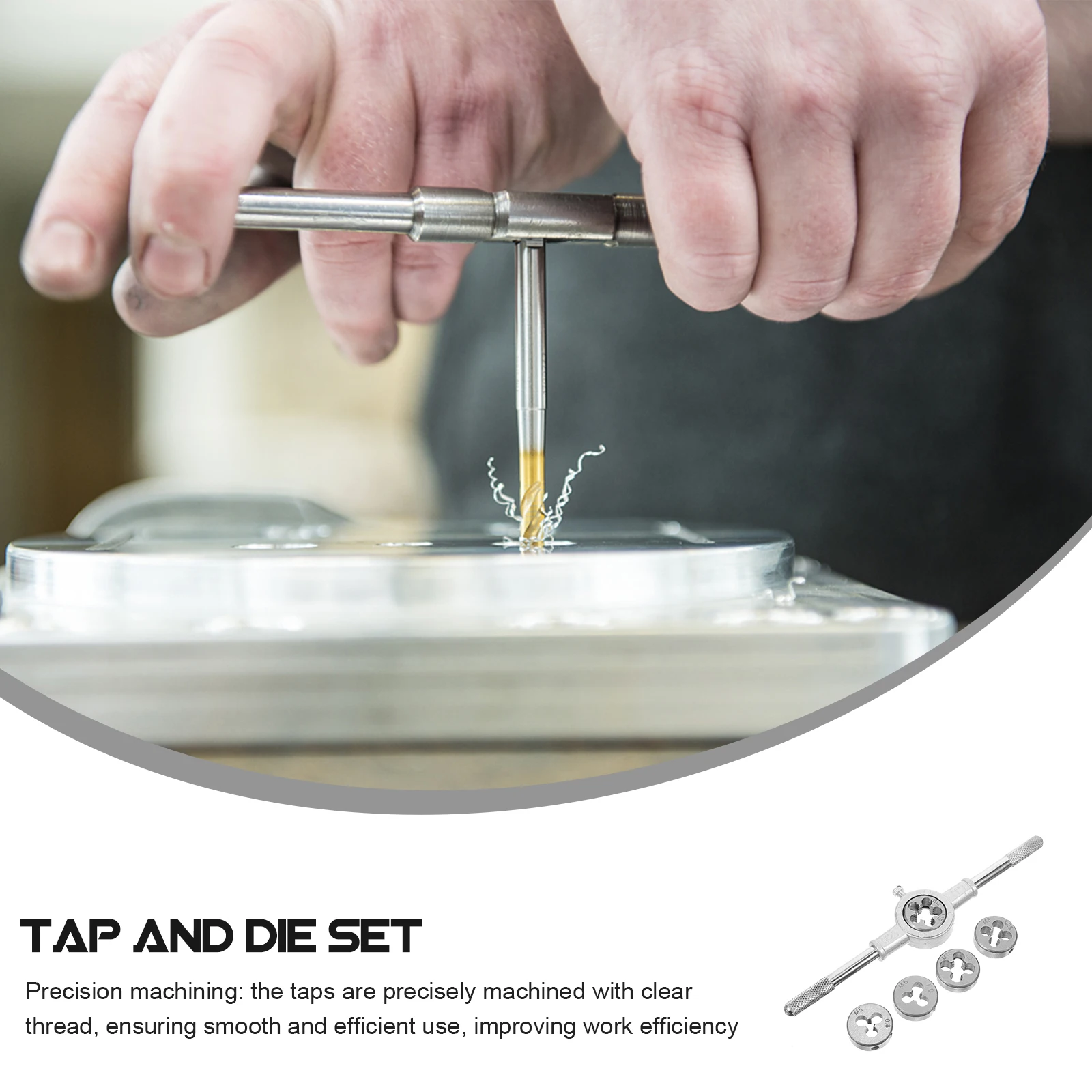 

1 set Tap Die Set Stainless Steel M5 M6 M8 M10 Screw Thread Tools Precision Durable Lightweight Handle Portable Outdoor