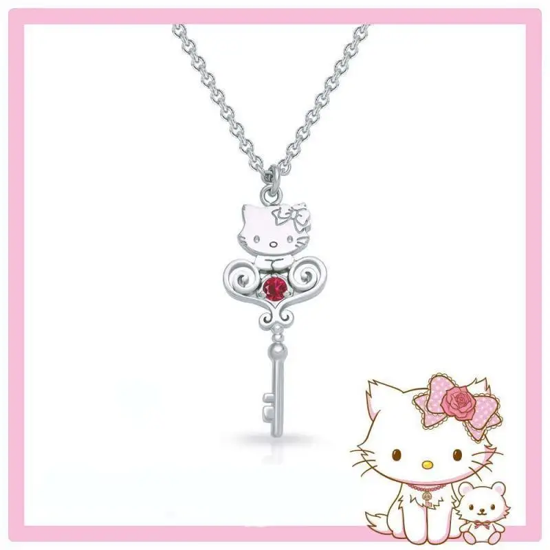 

Sanrio Hellokitty Cartoon Cute Character Necklace 925 Sterling Silver Necklace for Girls Jewelry Gifts Pendant Necklace