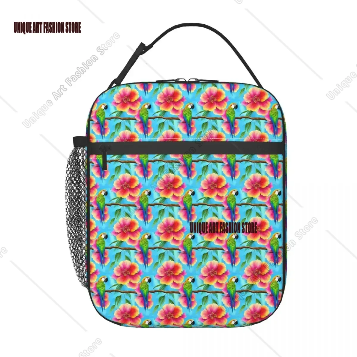 

Lunch Bag Tropical Parrot Insulated Lunch Box For Child Flower Print School Cooler Bag Cute Waterproof Tote Food Bags Xmas Gift