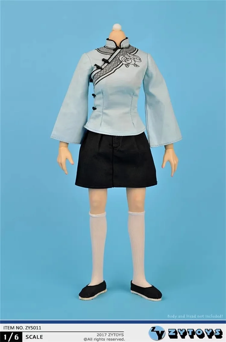 ZYTOYS ZY5011 1/6 Soldier Chinese Female Style Uniform Shirt Skirt Clothes Set Fit 12'' Action Figure Body In Stock