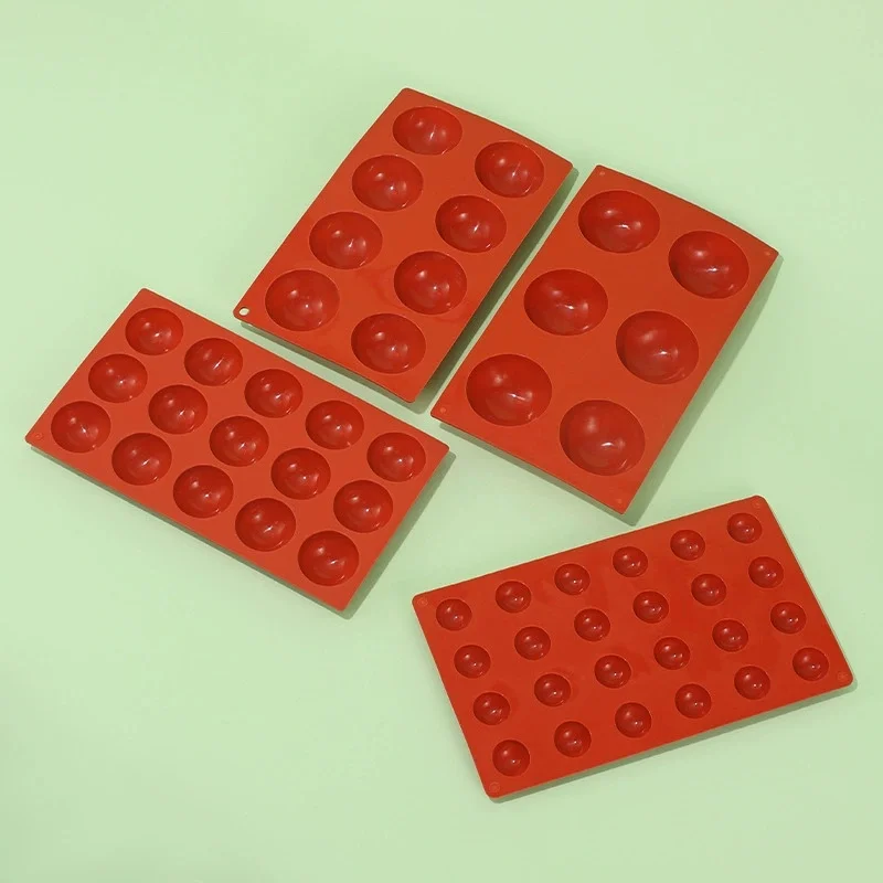 DIY 24/15/8/6 Holes Half Ball Sphere Round Silicone Mold 3D Brownie Pudding Mousse Chocolate Dessert Baking Cake Decoration Tool