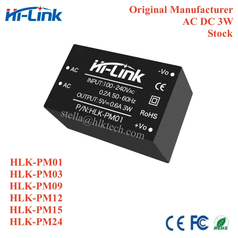 Hi-Link HLK-PM01 HLK-PM03 HLK-PM09 HLK-PM12 HLK-PM15 HLK-PM24 Moduł zasilacza konwertera AC DC 220 V do 3,3 V/5 V/9 V/12 V/15 V/24 V