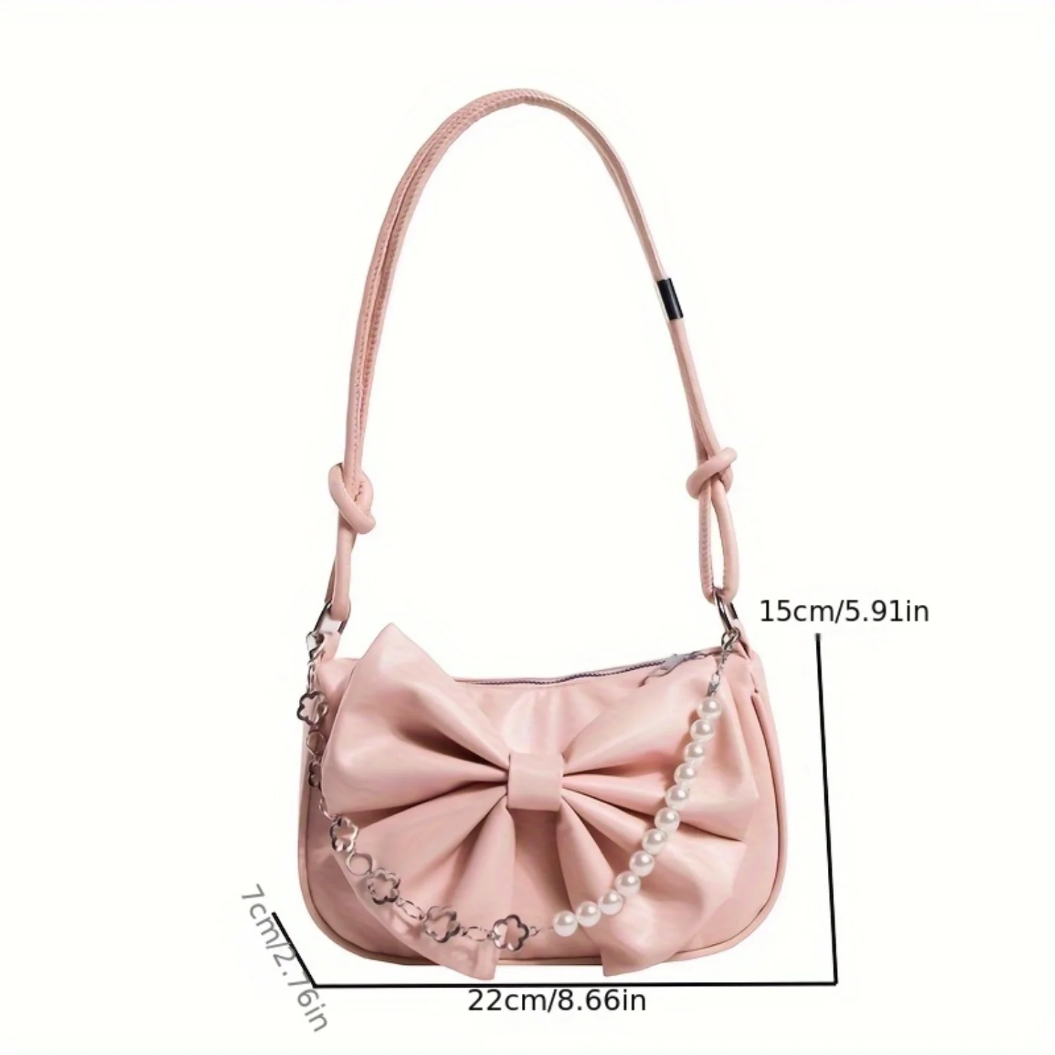 Cute Bowknot Decor Shoulder Bag, Kawaii Underarm Bag, Women's Sweet Handbag & Purse