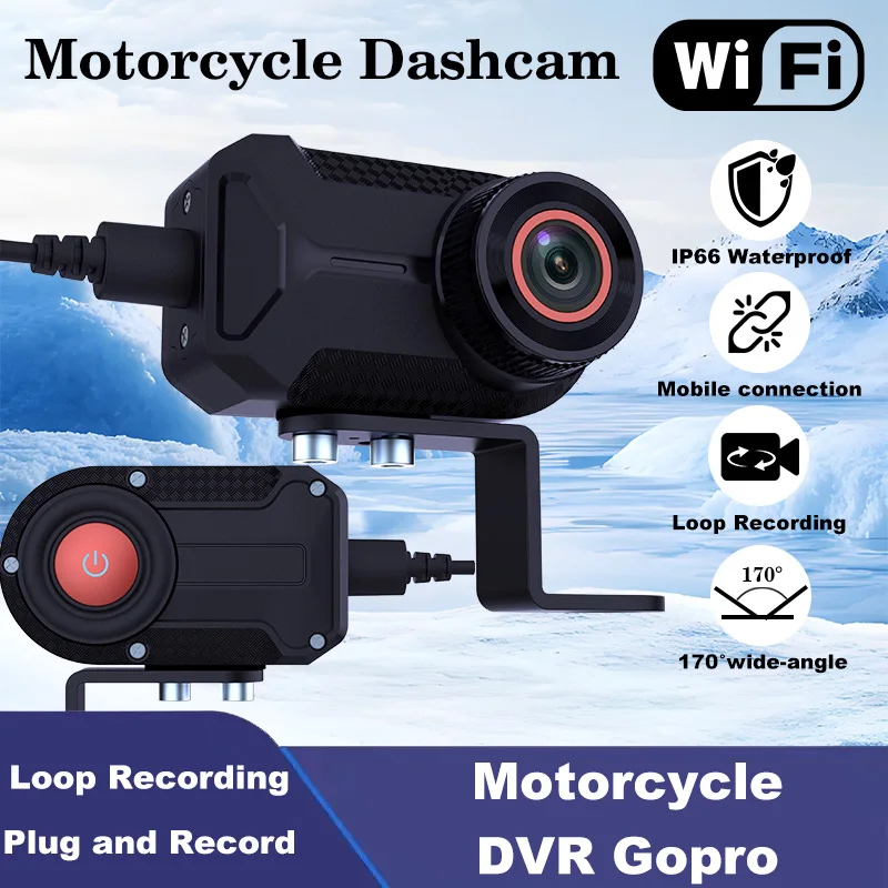 

2K Motorcycle Dash Cam with WiFi & IP66 Waterproof | 2026 DVR Bike Camera for Cycling Safety | Night Vision Driving Recorder